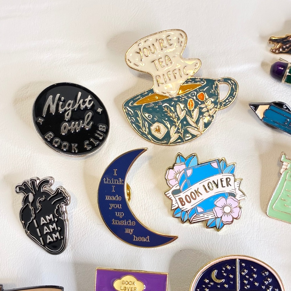 Book Lover Enamel Pin Lot Typewriter Library Tea Reading 32pc Collection - Picture 3 of 16